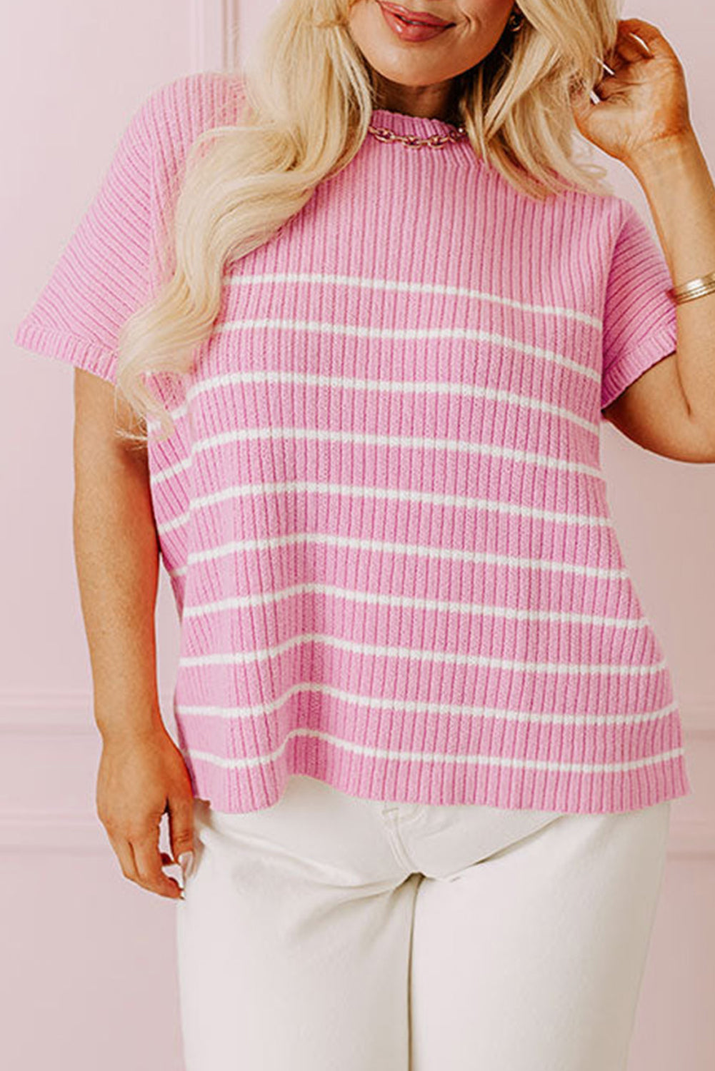 Plus Pink Stripe Sweater