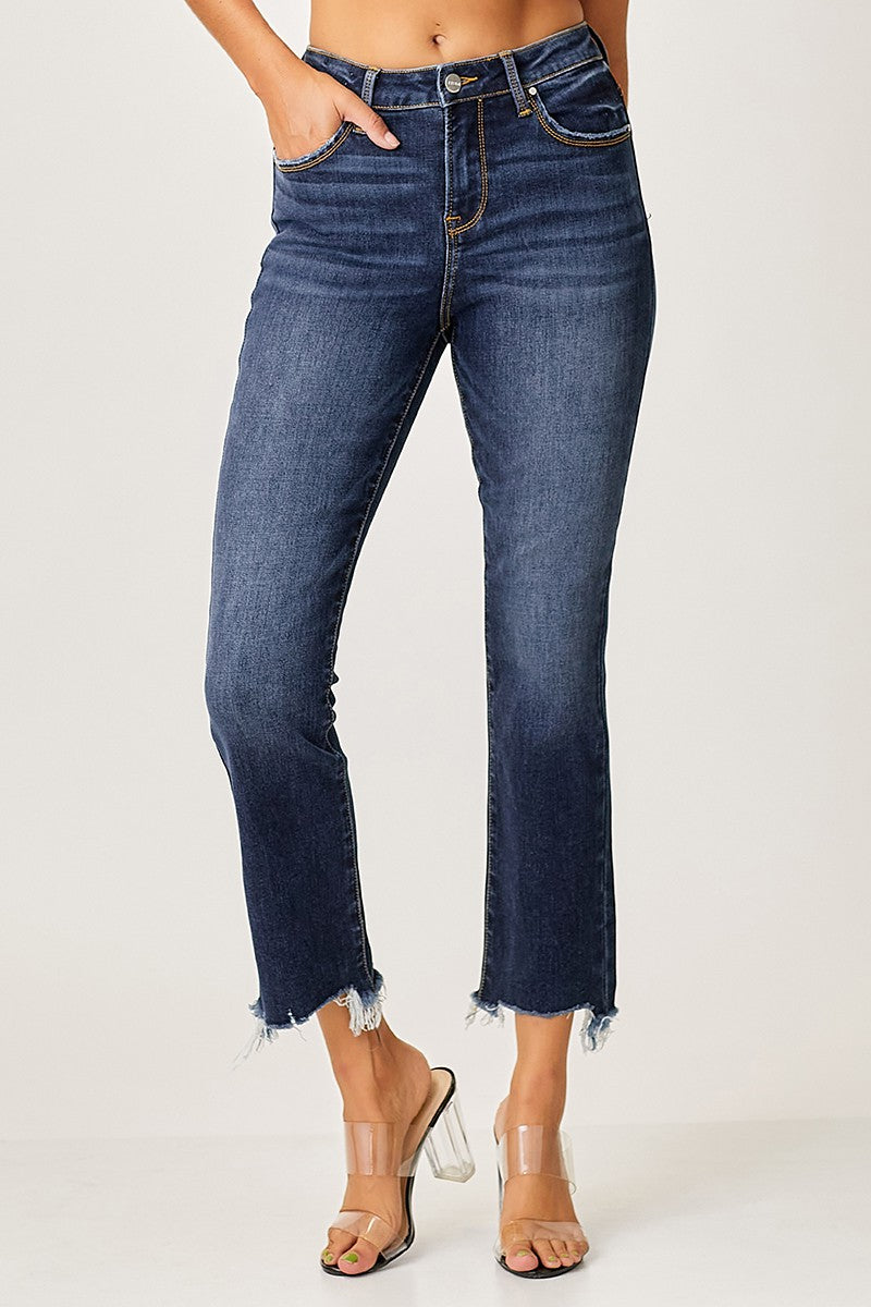 Plus Risen Dark High Rise Slim Straight Leg Jeans