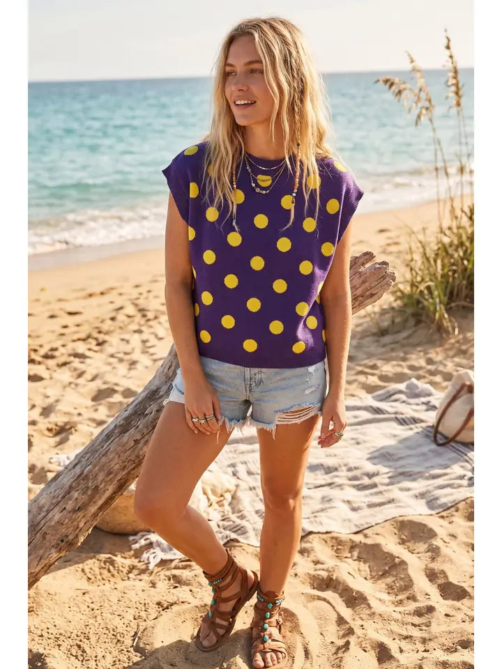 Gameday Polka Dot Sleeveless Knit Top