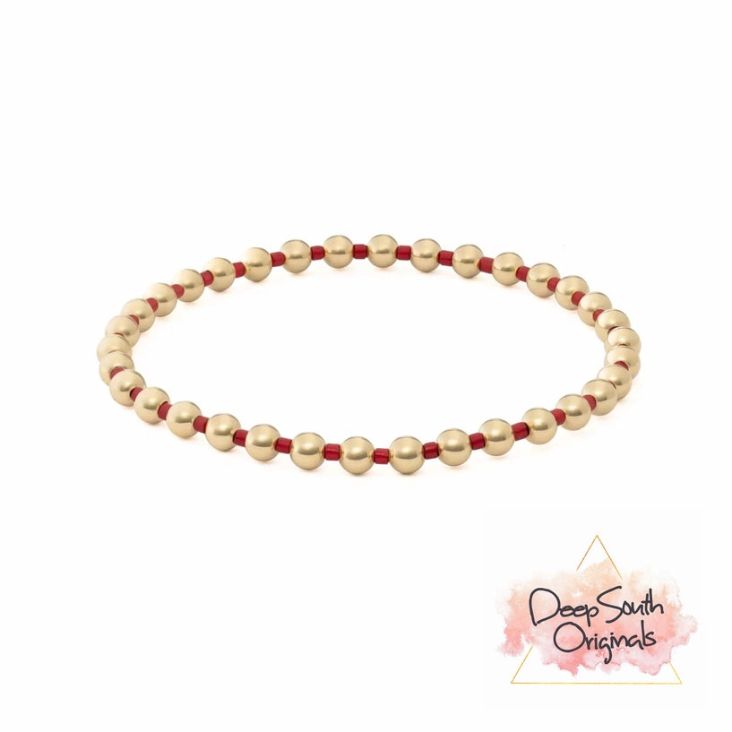 Chloe 18K Gold Beaded Red Bracelet